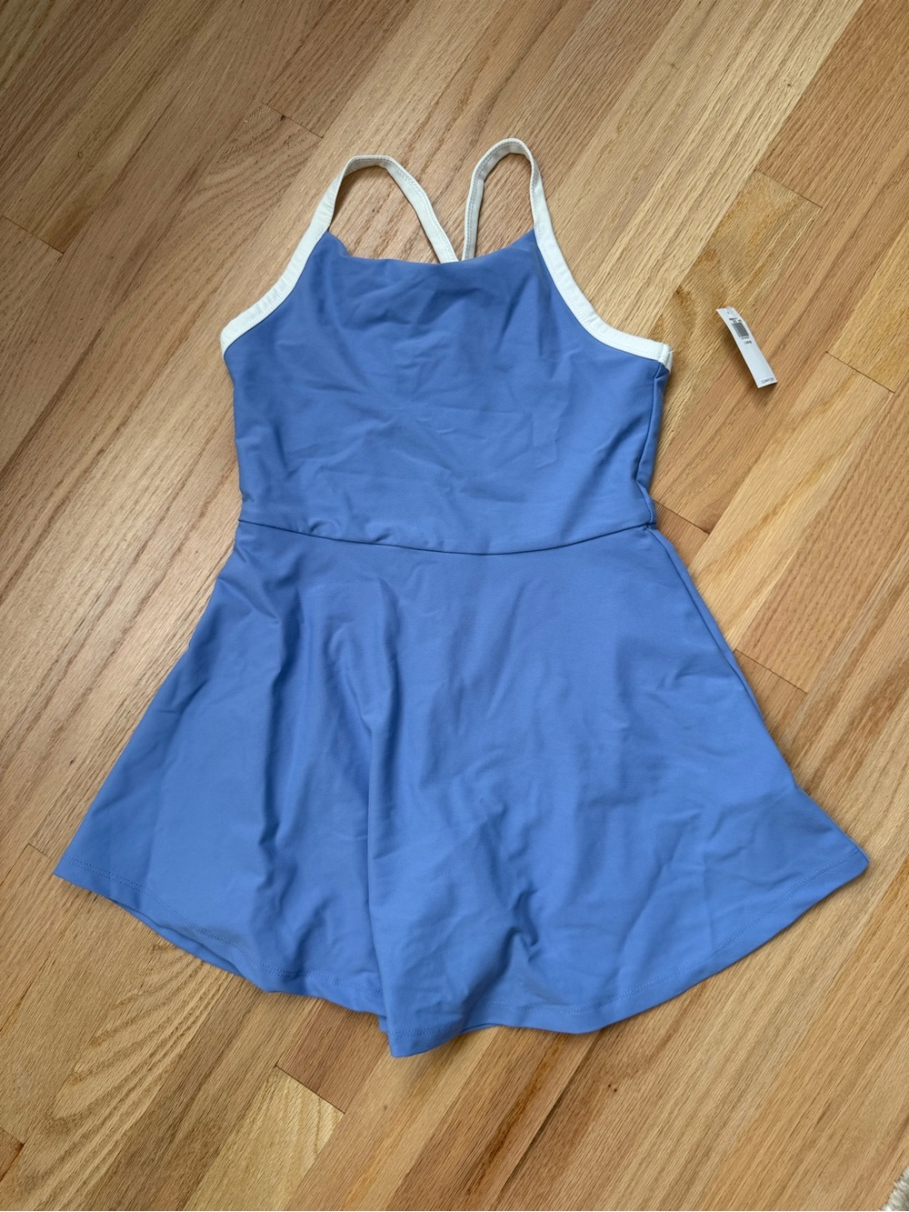 Old Navy Light Blue Girls' Skater One-Piece Swimsuit with White Trim